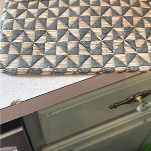 Handwoven Geometric Woven Placemat in Blue and Natural